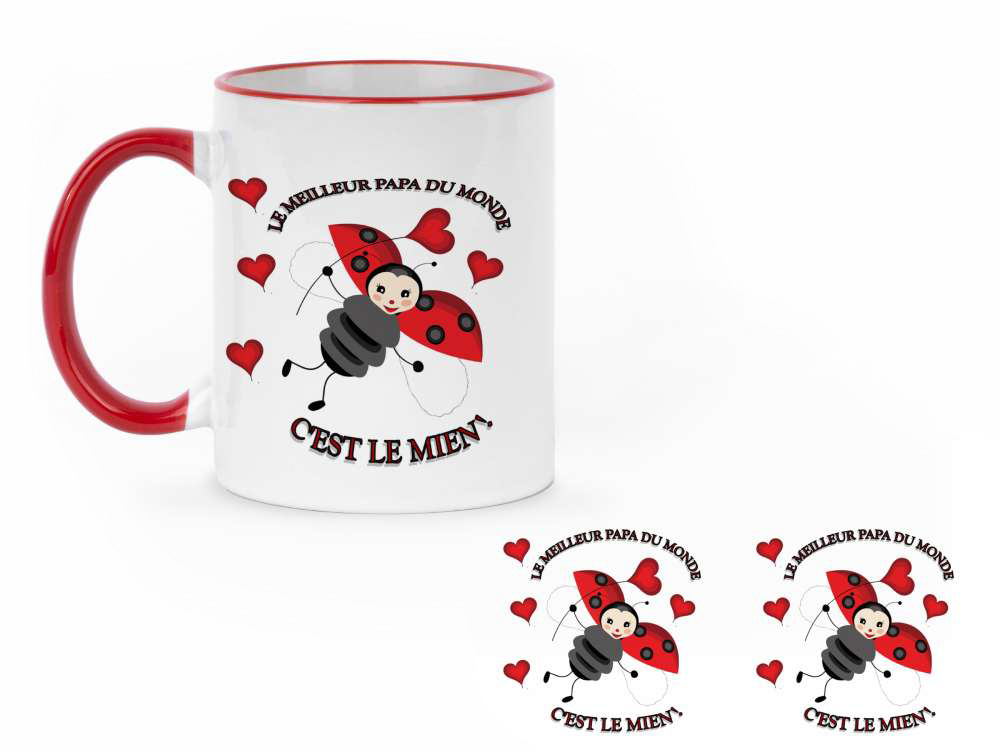 Tasse blanche avec une illustration d'une coccinelle